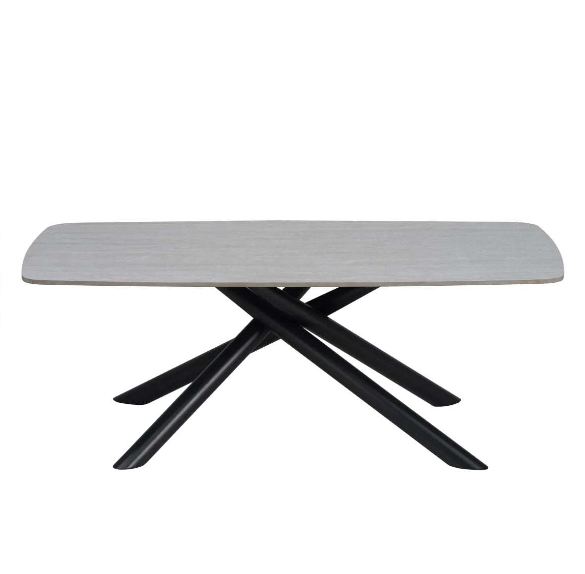 TABLE BASSE NYSA PIED METAL NOIR CERAMIQUE TRAVERTIN MAT 120x70x45cm