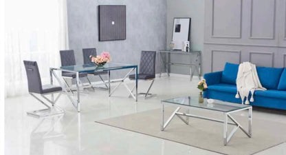 TABLE BASSE MAJESTIQUE CHROME TRANSPARENT 120x60x45 cm