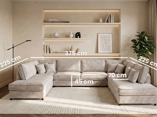 Canapé panoramique Brussel beige tissu Marbella
