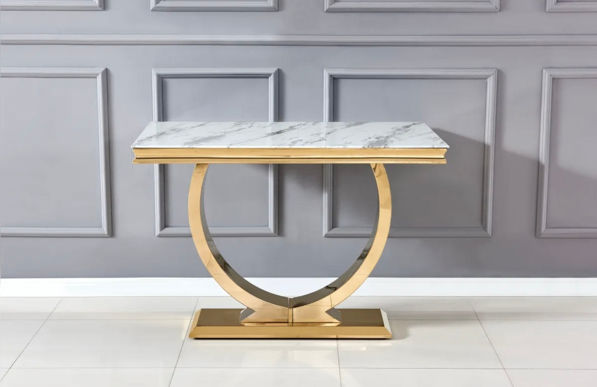 CONSOLE OMEGA GOLD MARBRE BLANC 120x40x78 cm