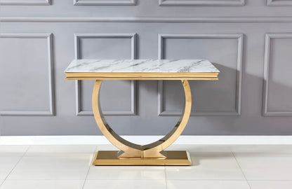 CONSOLE OMEGA GOLD MARBRE BLANC 120x40x78 cm