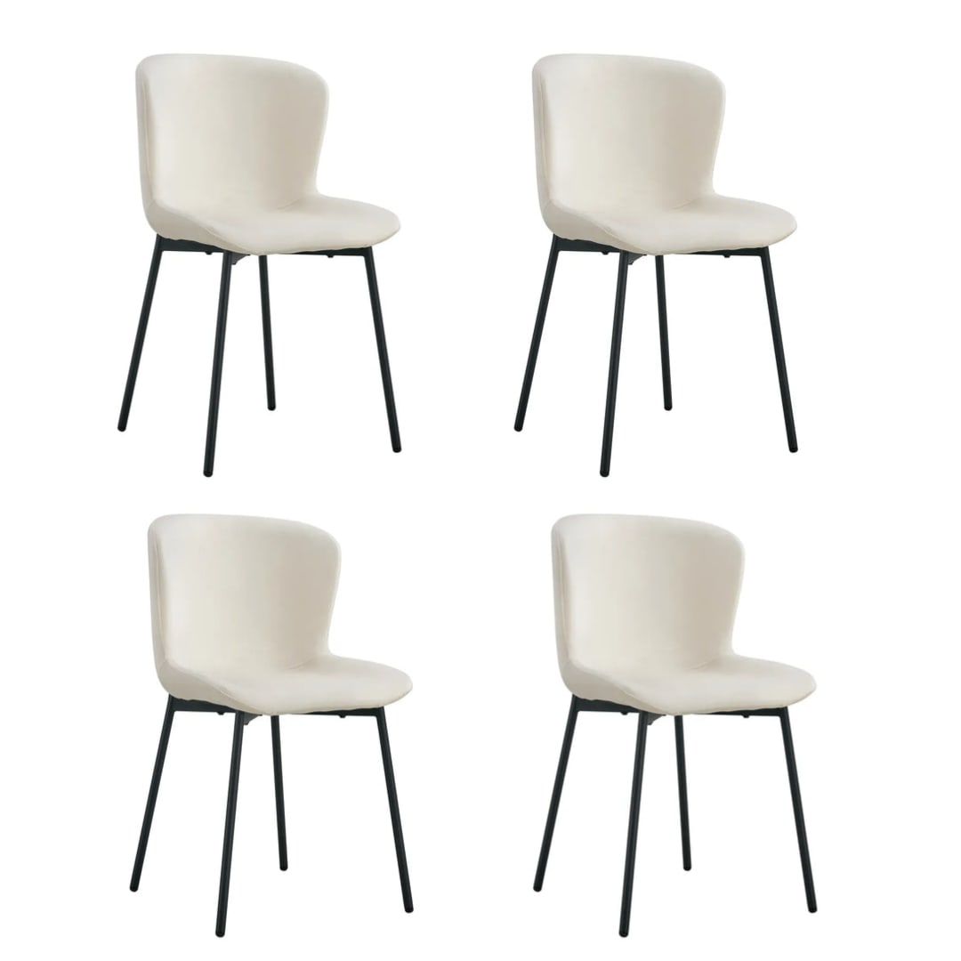 Lot de 4 chaises ELEN métal noir velours