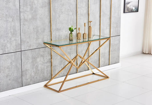 CONSOLE PYRAMIDE GOLD TRANSPARENT 120x40x78 cm
