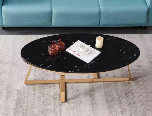 TABLE BASSE GAMMA GOLD PIERRE MARBRE 120 x 60 x 45 CM
