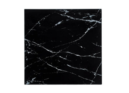 Table Basse ALINA Chrome plateau en verre marbré noir 80x80x45 cm