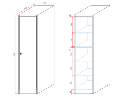 ARMOIRE EN METAL GRIS 45x45x185cm