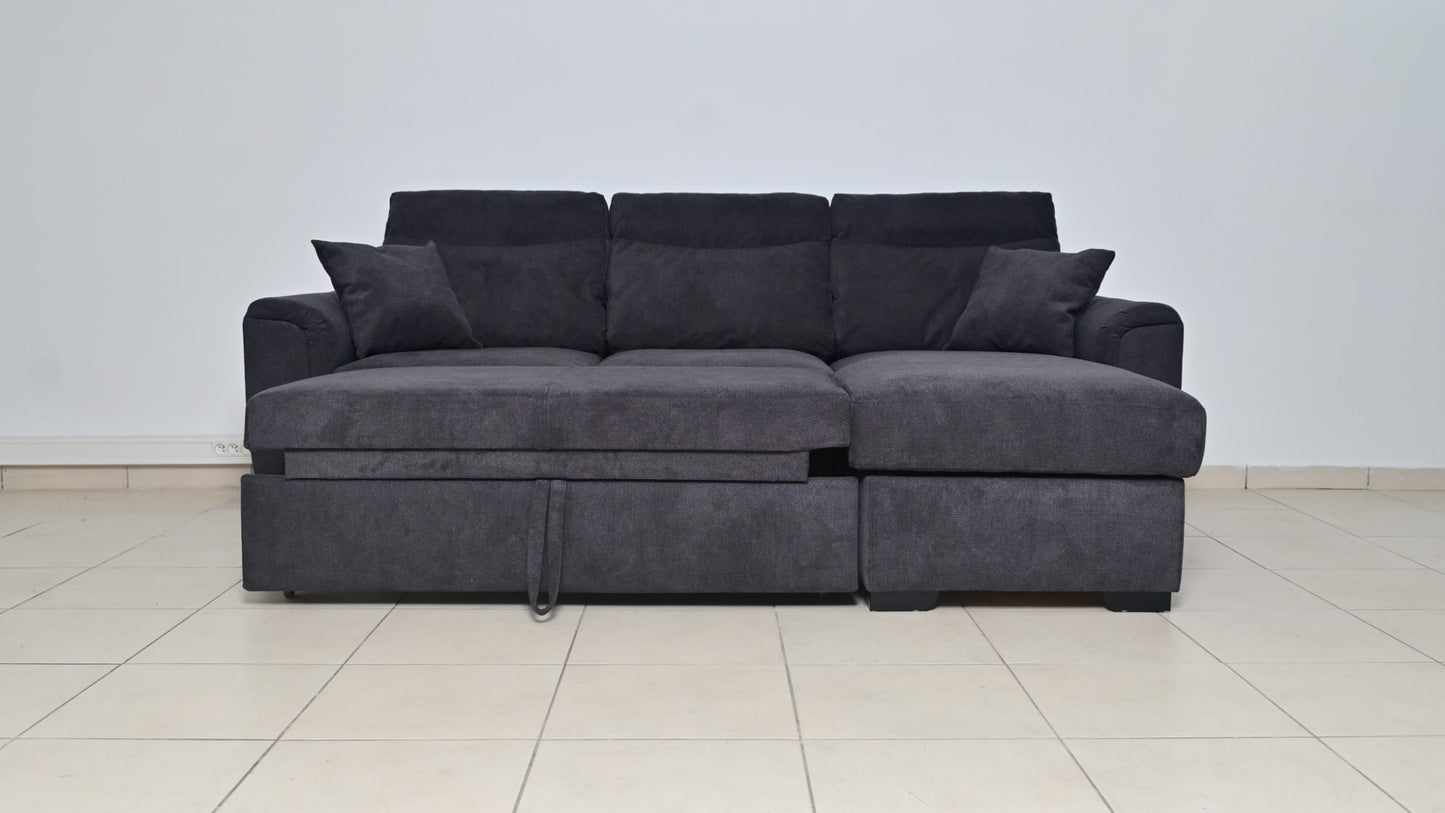 CANAPE AMALFI CONVERTIBLE ANGLE REVERSIBLE TISSUS ANTHRACITE WATERPROOF 238X155CM