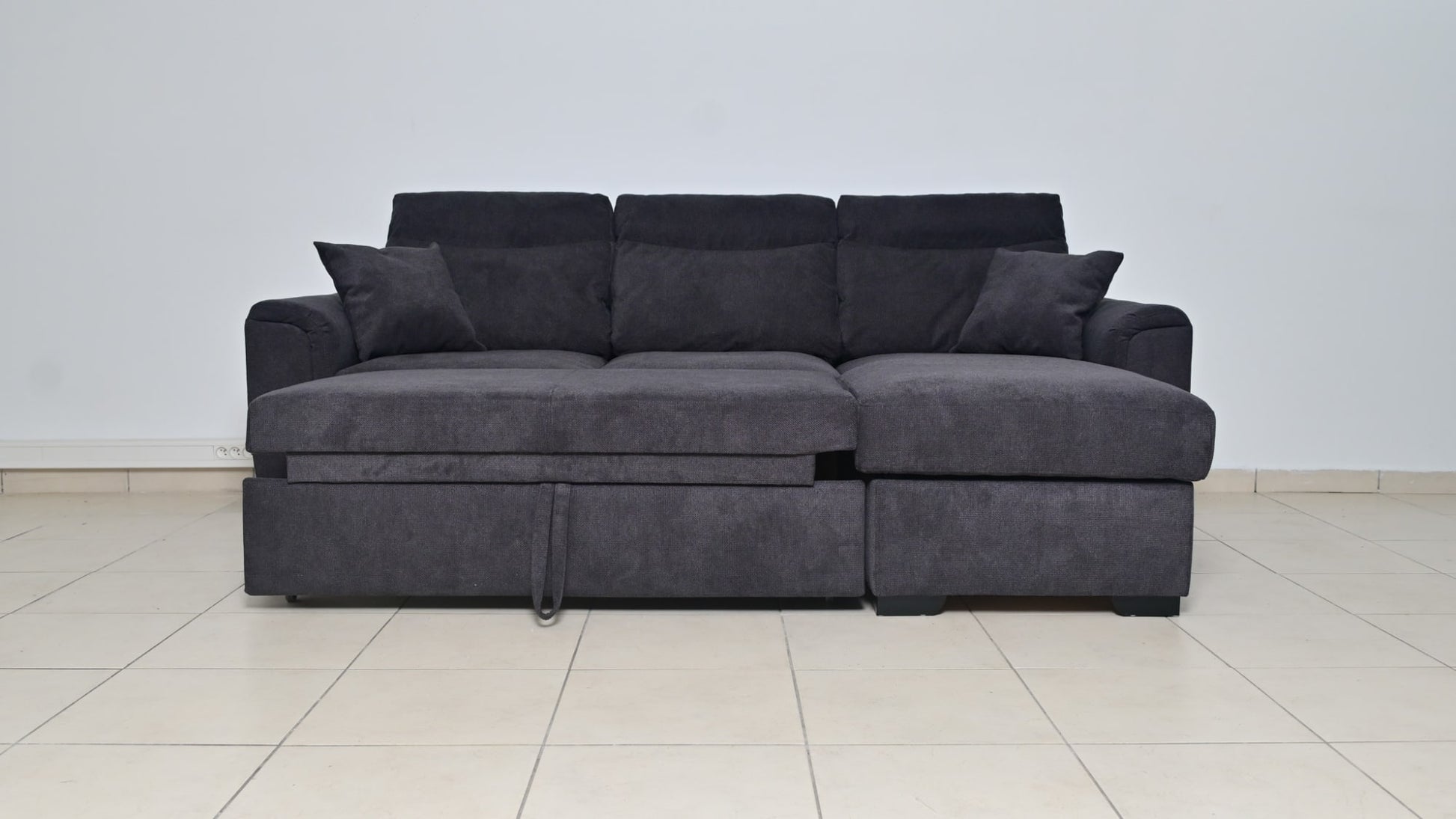 CANAPE AMALFI CONVERTIBLE ANGLE REVERSIBLE TISSUS ANTHRACITE WATERPROOF 238X155CM