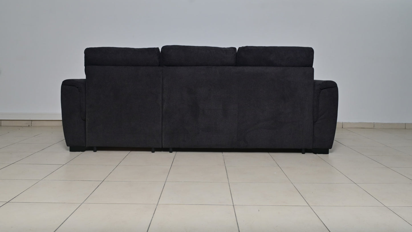 CANAPE CONVERTIBLE ANGLE REVERSIBLE TISSUS ANTHRACITE 238X155CM