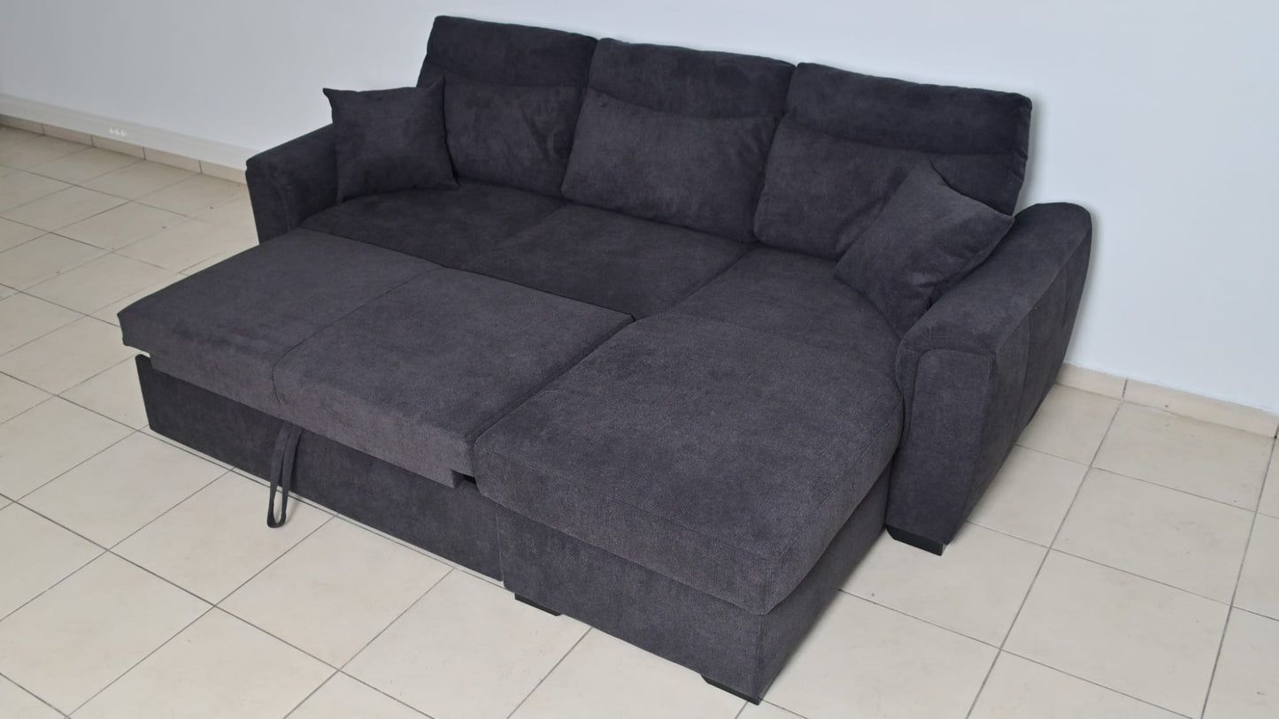CANAPE AMALFI CONVERTIBLE ANGLE REVERSIBLE TISSUS ANTHRACITE WATERPROOF 238X155CM