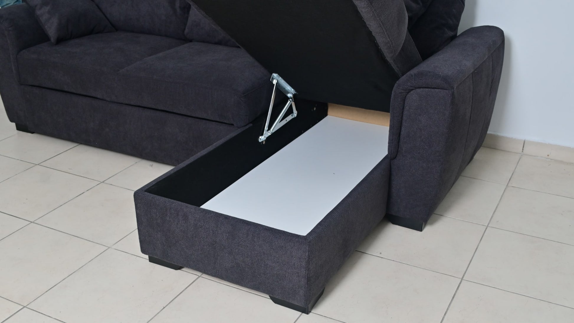 CANAPE AMALFI CONVERTIBLE ANGLE REVERSIBLE TISSUS ANTHRACITE WATERPROOF 238X155CM