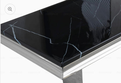 CONSOLE OMEGA CHROME MARBRE NOIR 120X40X78CM