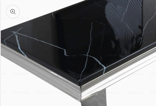CONSOLE OMEGA CHROME MARBRE NOIR 120X40X78CM