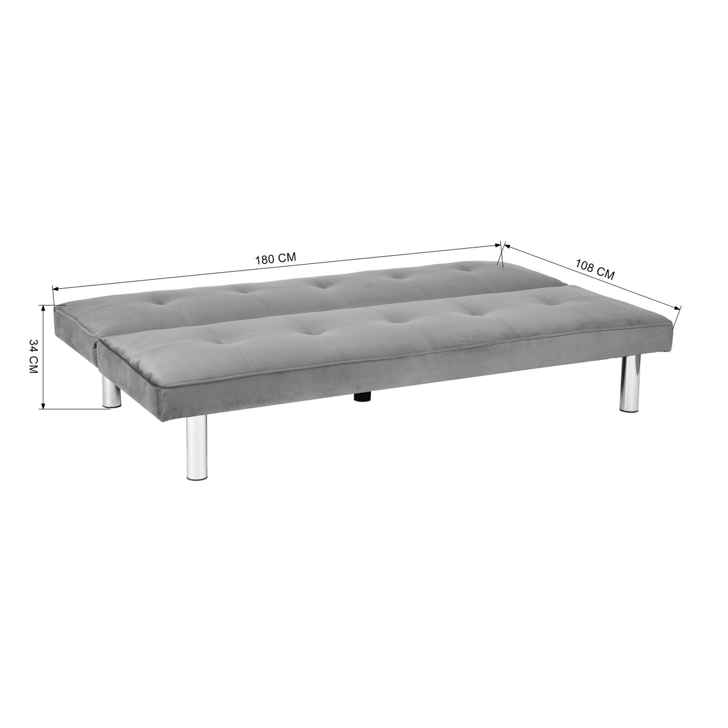 BANQUETTE CONVERTIBLE CLIC CLAC CHROME GRIS