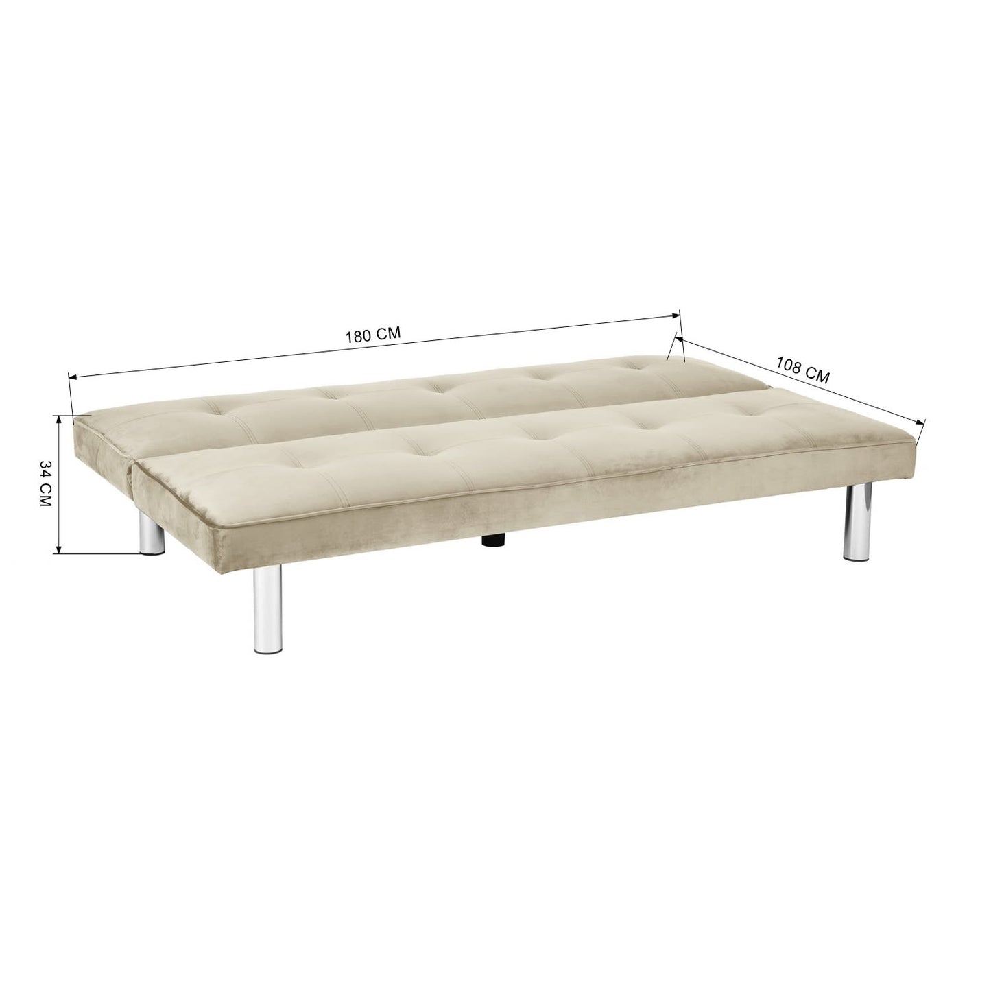 BANQUETTE CONVERTIBLE CLIC CLAC CHROME LATTE
