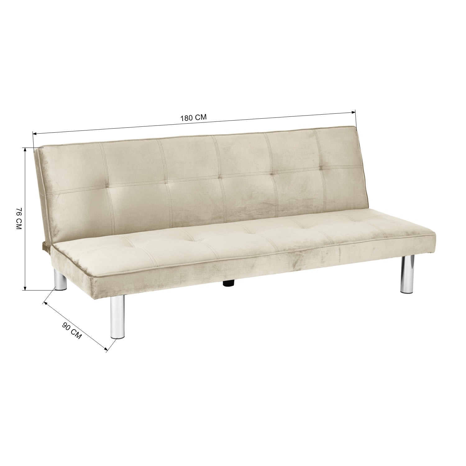 BANQUETTE CONVERTIBLE CLIC CLAC CHROME LATTE