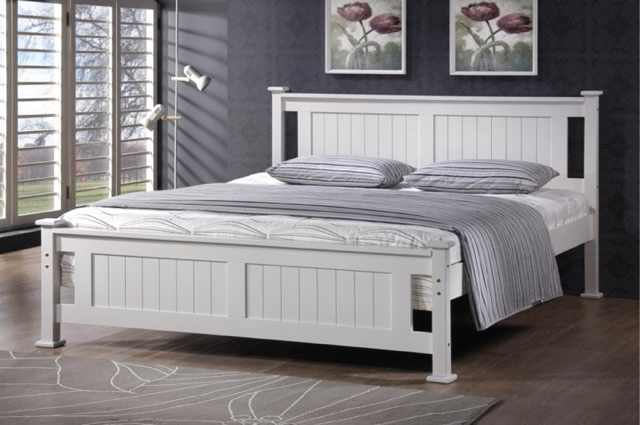 LIT BATNA EN BOIS BLANC 140x190cm