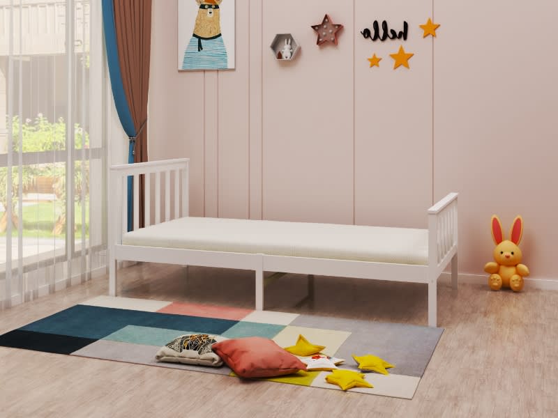 LIT BATNA EN BOIS BLANC 90x190cm