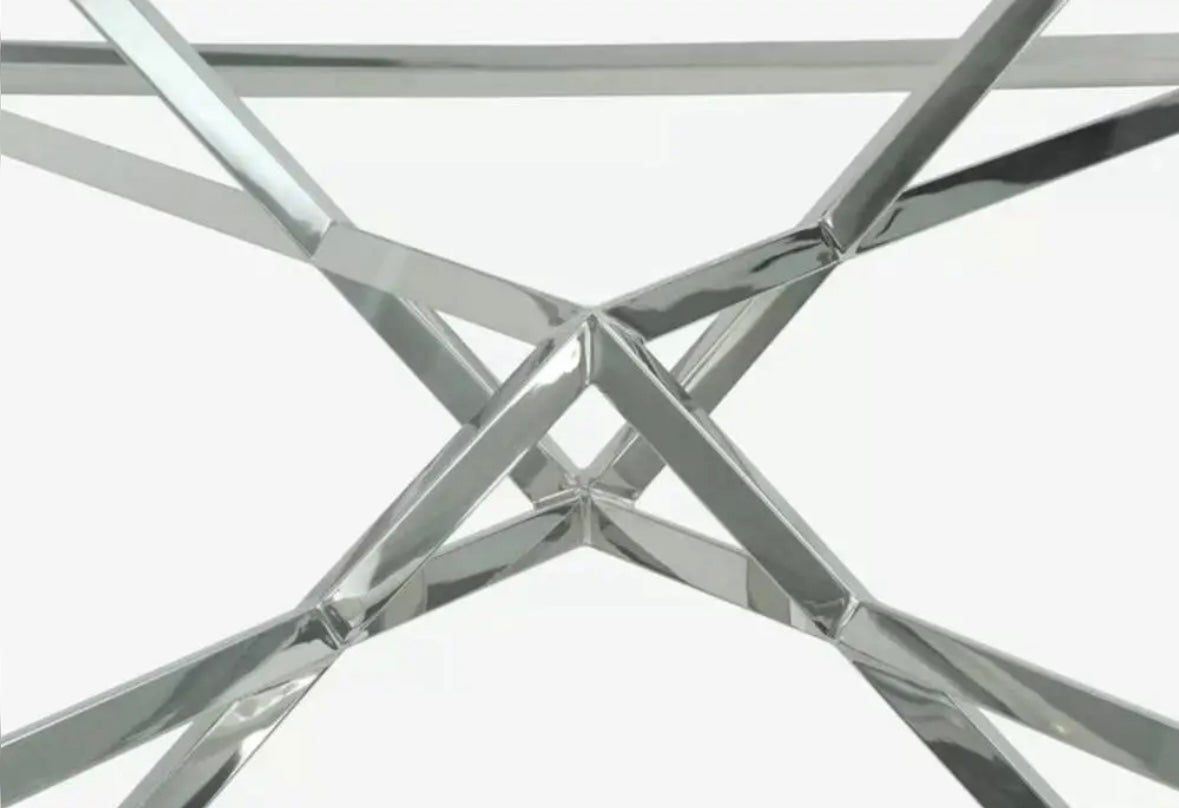 CONSOLE PYRAMIDE CHROME TRANSPARENT 120x40x78 cm