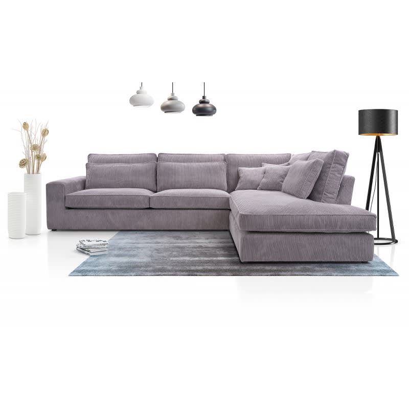 CANAPE LE BRISTOLA ANGLE DROIT CÔTELÉ GRIS 315X230cm