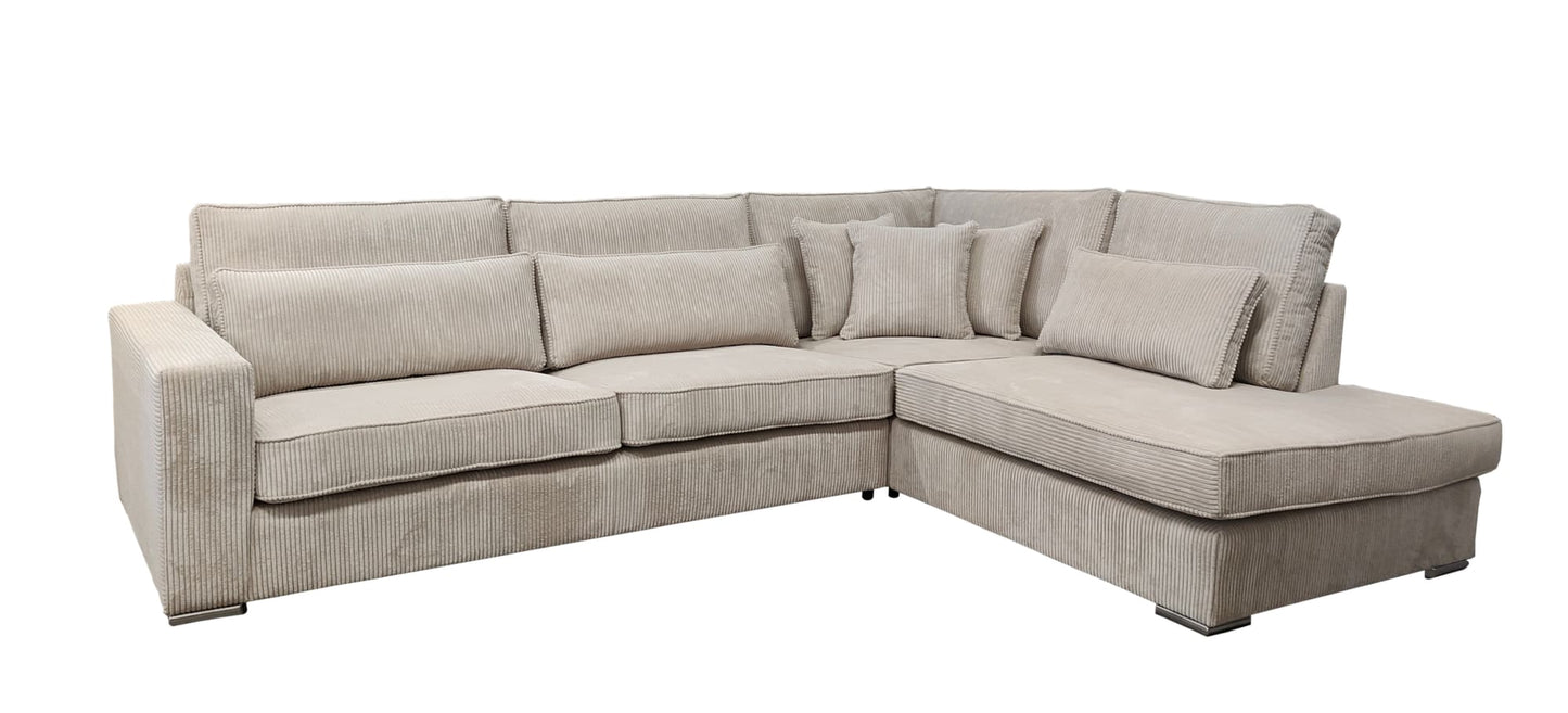 CANAPE LE BRISTOLA ANGLE DROIT CÔTELÉ ÉCRU 315X230cm