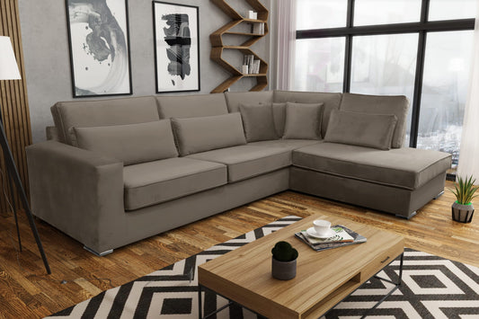CANAPE LE BRISTOLA ANGLE DROIT VELOURS MOKA 315X230cm