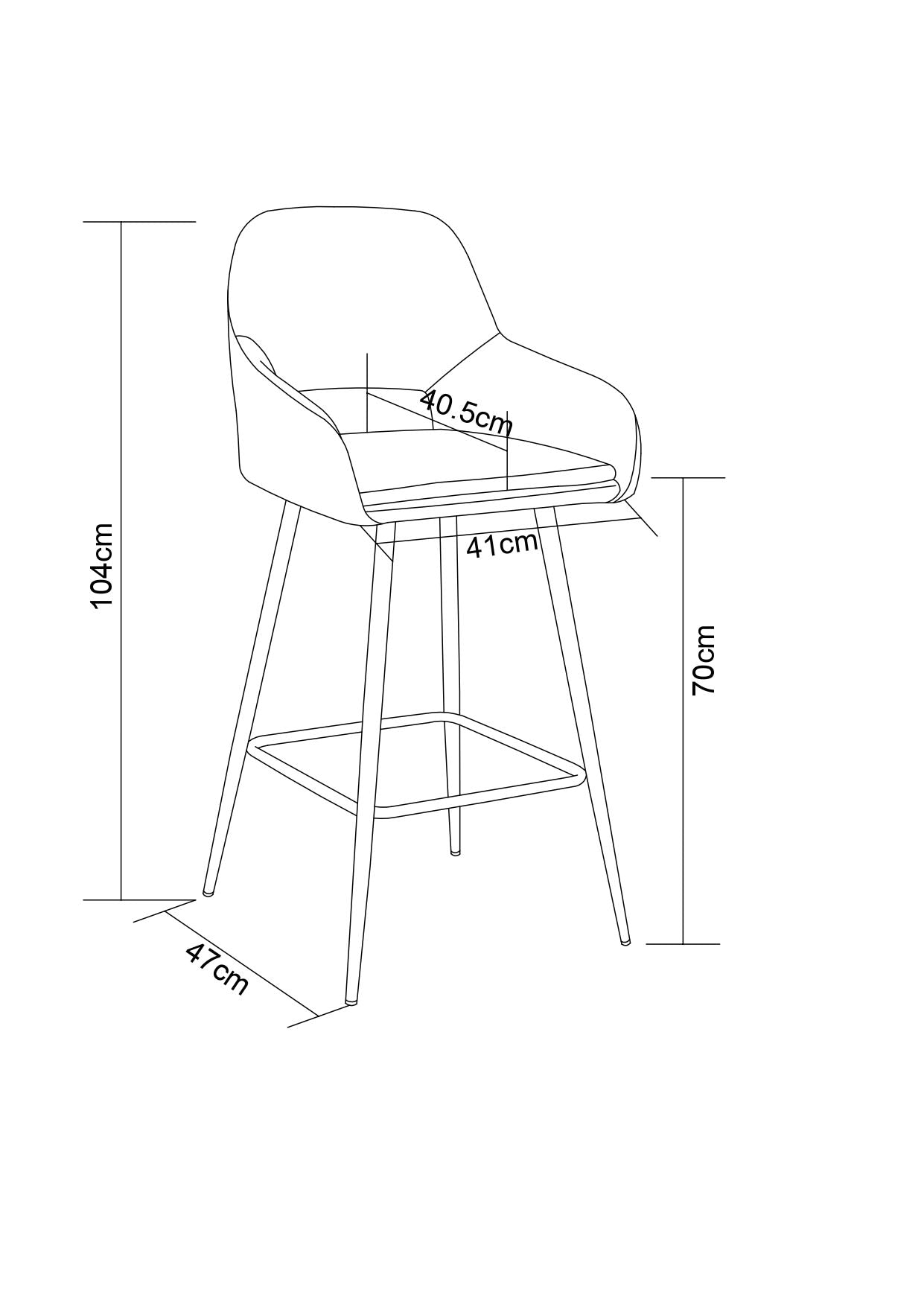 TABOURET DE BAR ATHENA PIED METAL NOIR VELOURS NOIR