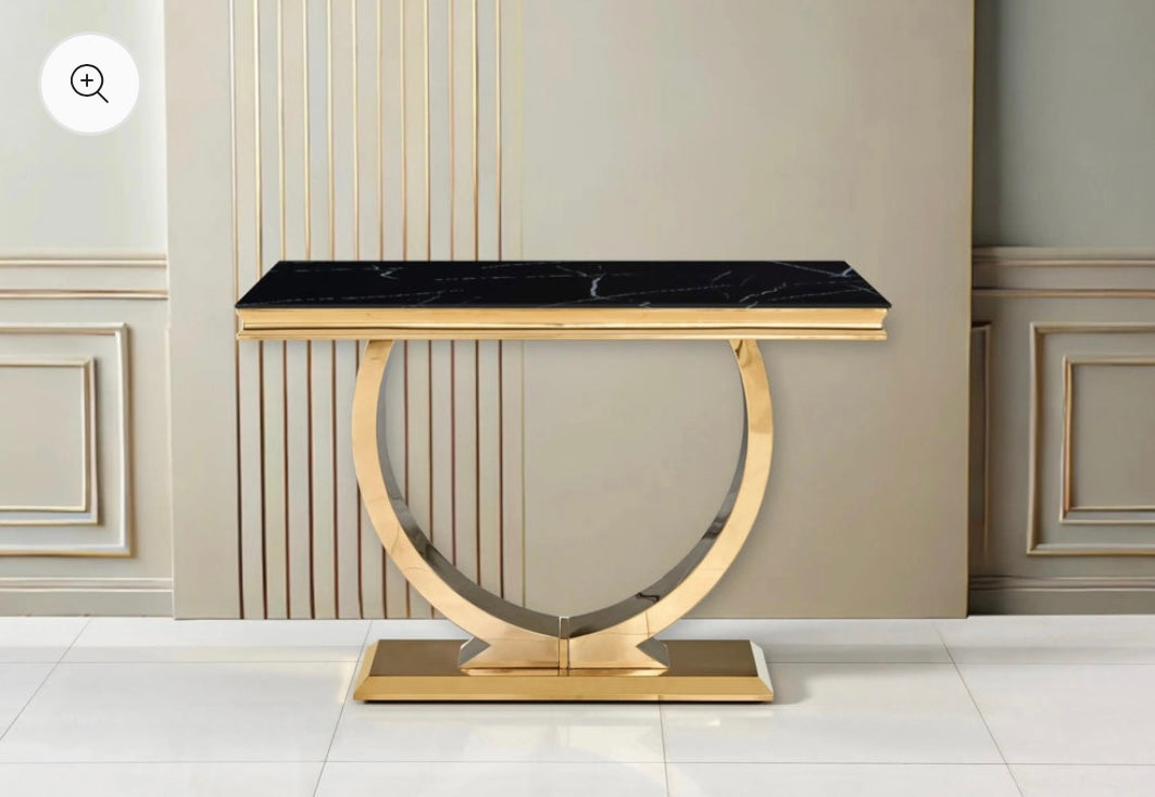 CONSOLE OMEGA GOLD MARBRE NOIR 120X40X78CM