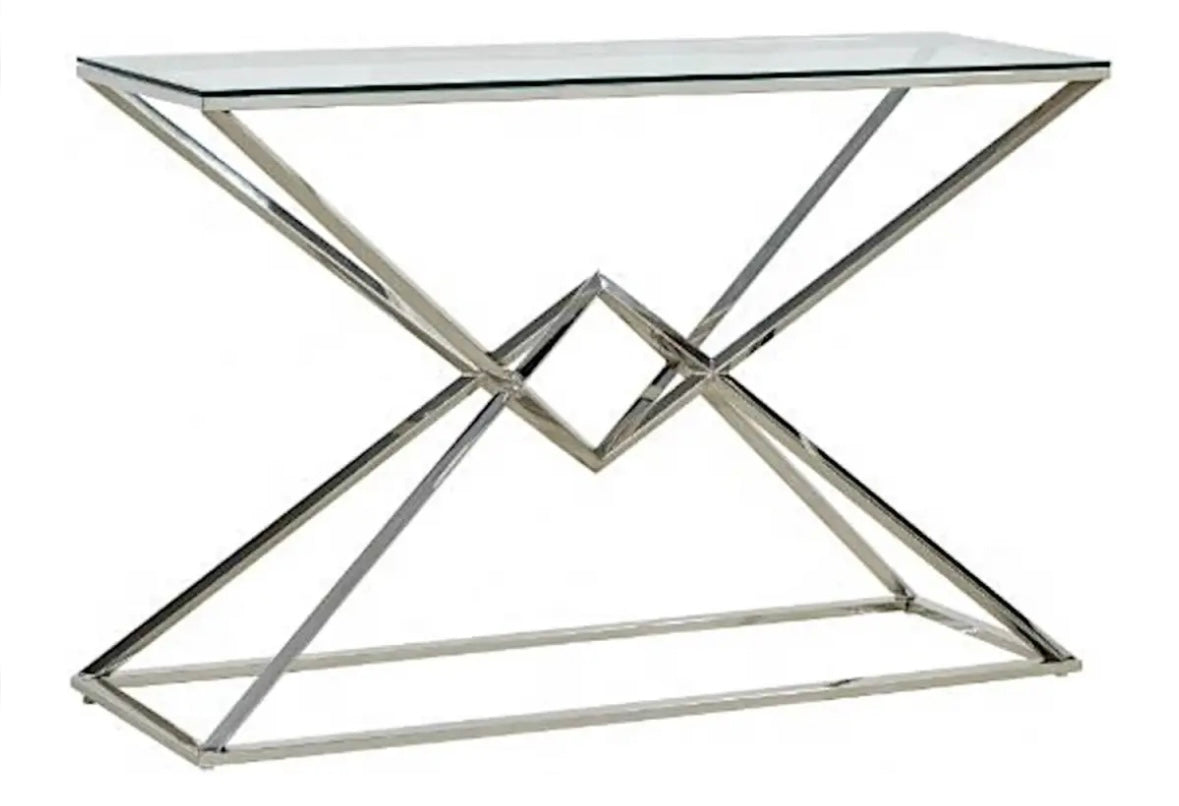 CONSOLE PYRAMIDE CHROME TRANSPARENT 120x40x78 cm