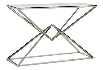 CONSOLE PYRAMIDE CHROME TRANSPARENT 120x40x78 cm