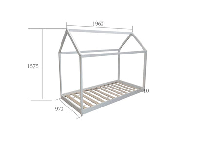LIT CABANE EN BOIS BLANC 90x190 cm
