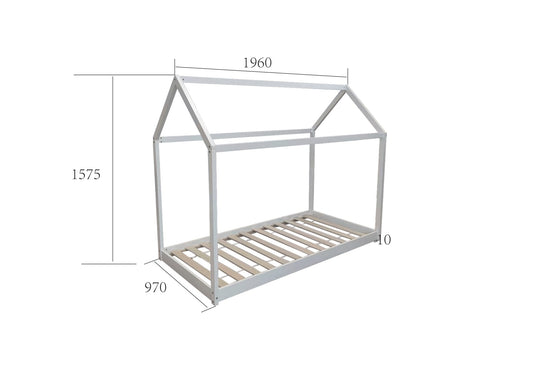 LIT CABANE EN BOIS BLANC 90x190 cm