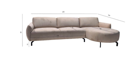 CARLTON CANAPE ANGLE DROIT TISSUS CHENILLE BEIGE 299x160cm