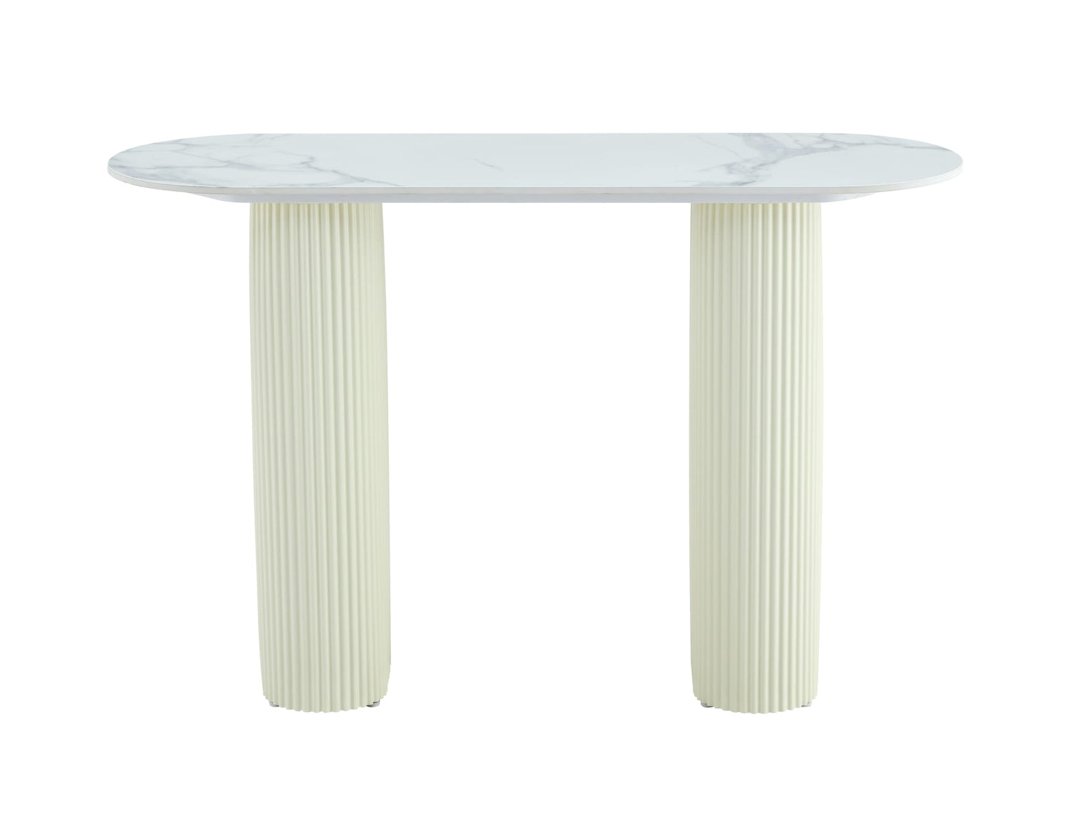 CONSOLE ROXY PIED BEIGE PLATEAU CERAMIQUE MARBRE BLANC