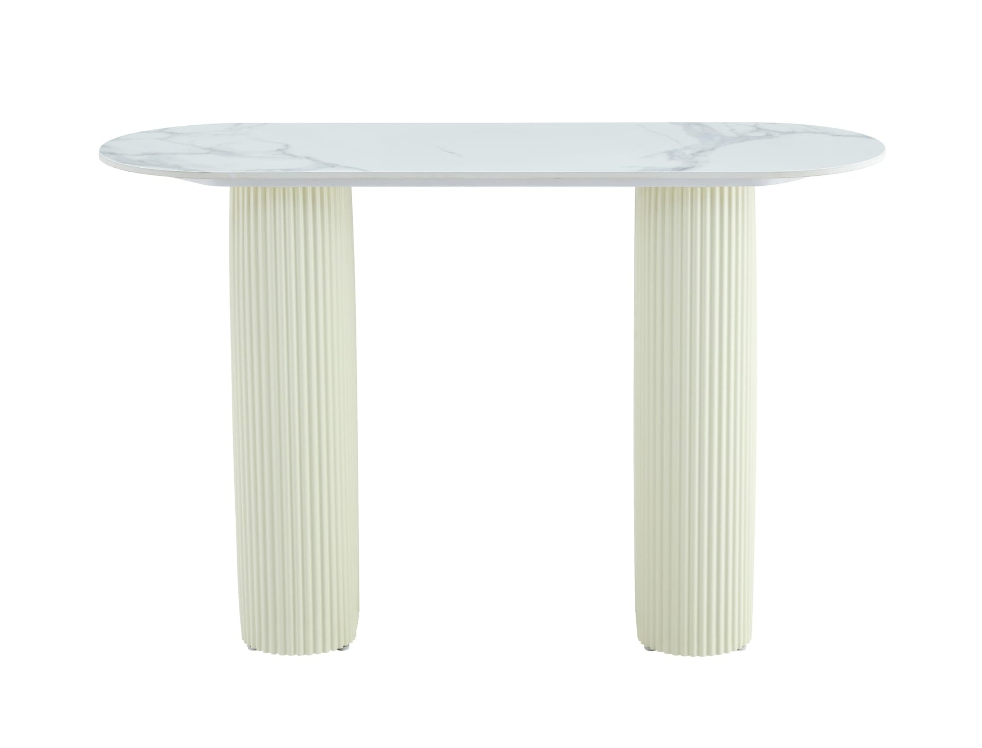 CONSOLE ROXY PIED BEIGE PLATEAU CERAMIQUE MARBRE BLANC