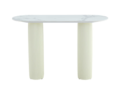 CONSOLE ROXY PIED BEIGE PLATEAU CERAMIQUE MARBRE BLANC