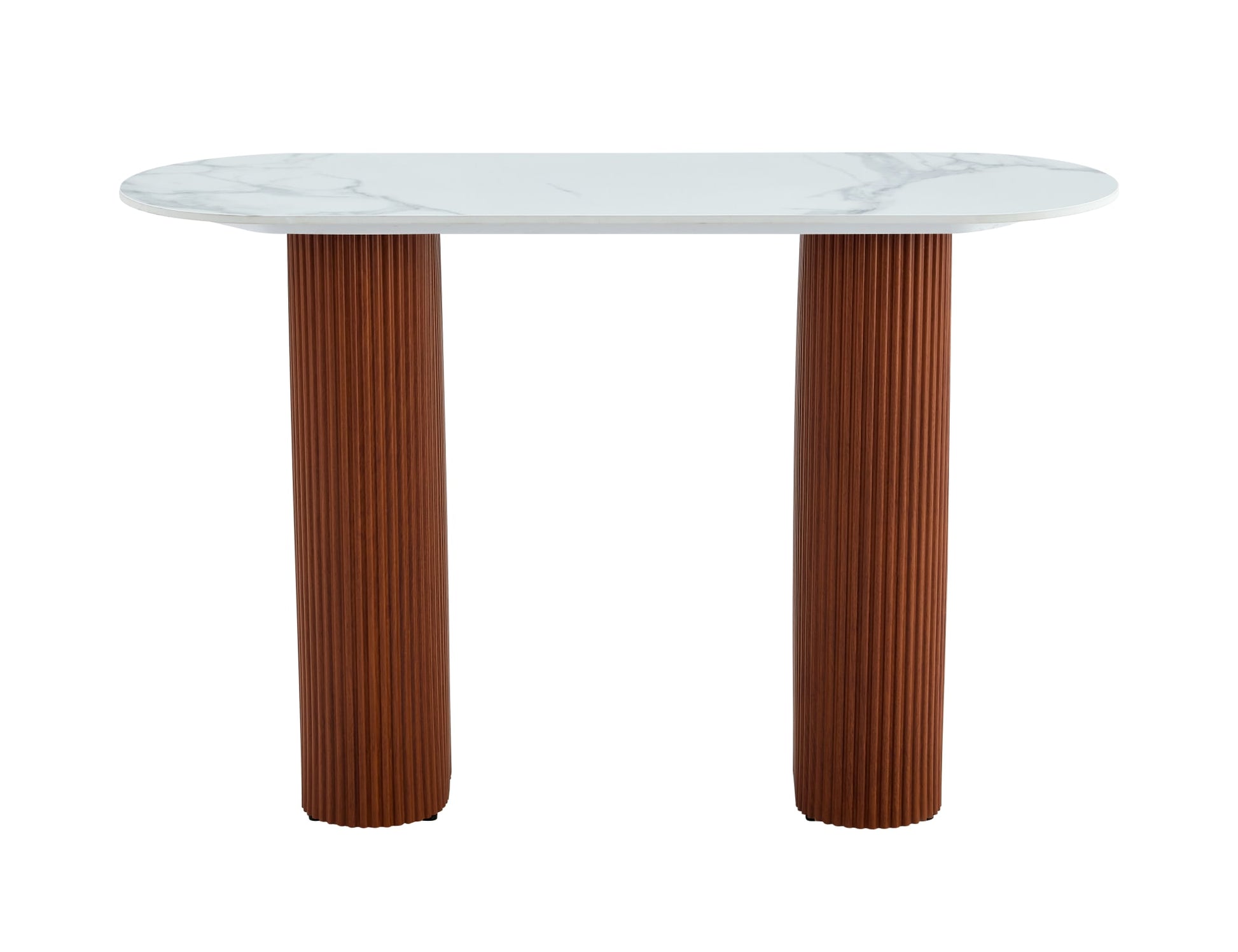 CONSOLE ROXY PIED NOISETTE PLATEAU CERAMIQUE MARBRE BLANC