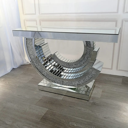 Meuble Console TOURBILLON Miroir et Strass Luxury 120x35x80 cm