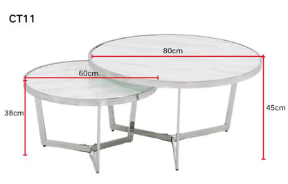TABLE BASSE MIAMI CHROME MARBRE BLANC