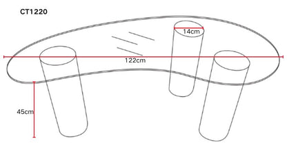 TABLE BASSE PYLONE PIED NOIR PLATEAU TRANSPARENT 120X70X45cm
