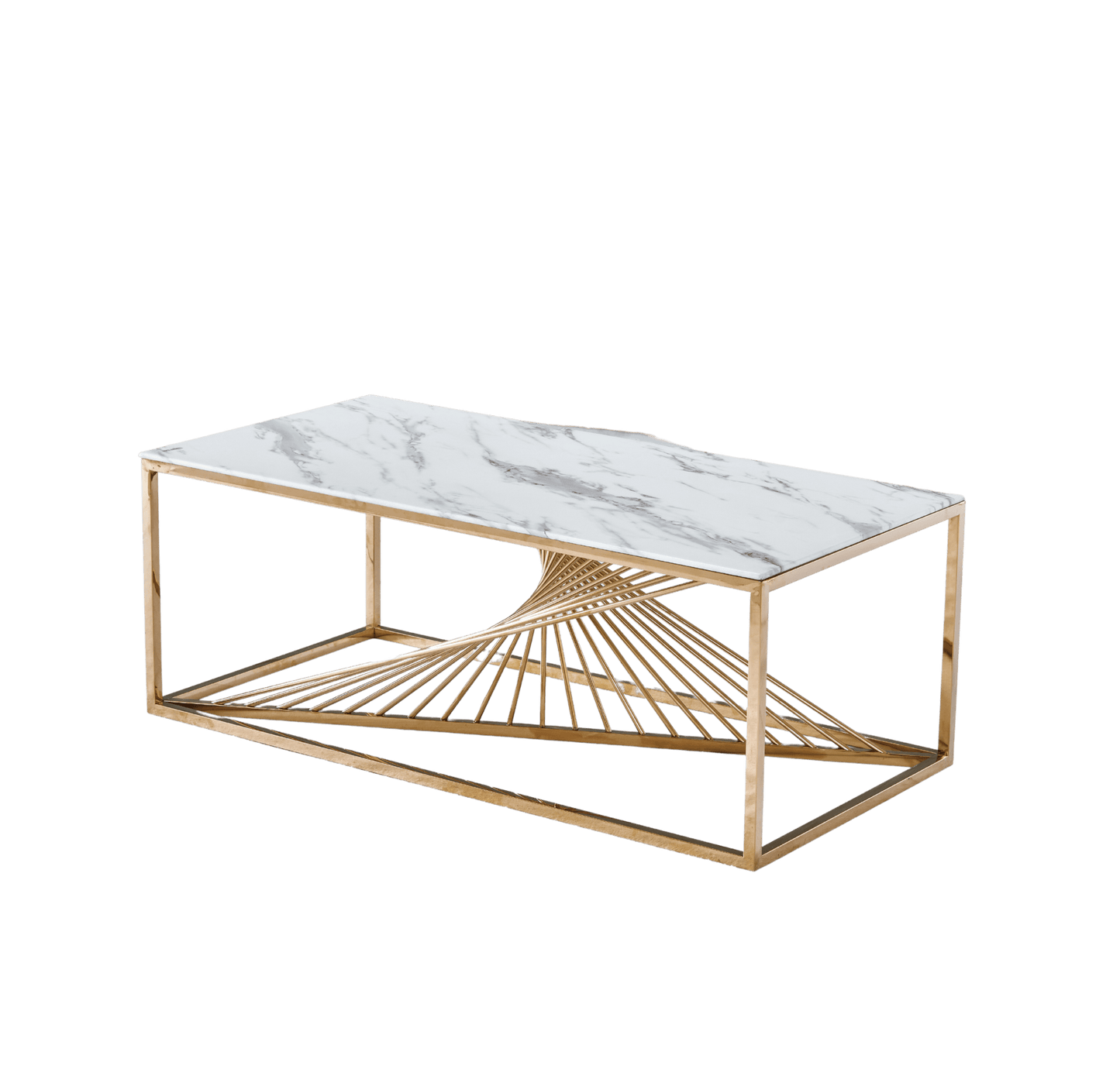 TABLE BASSE BRITANNY GOLD MARBRE BLANC 120x60x45 cm