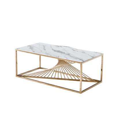 TABLE BASSE BRITANNY GOLD MARBRE BLANC 120x60x45 cm