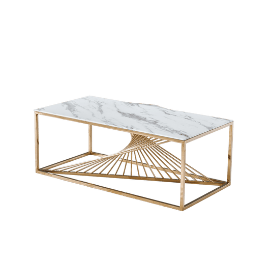 TABLE BASSE BRITANNY GOLD MARBRE BLANC 120x60x45 cm