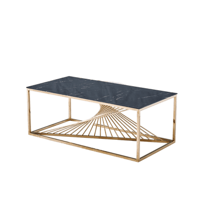 TABLE BASSE BRITTANY GOLD MARBRE NOIR 120x60x45 cm