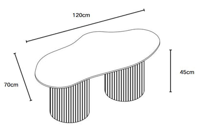TABLE BASSE NIKI PIED NOYER  PLATEAU CERAMIQUE TRAVERTIN MAT 120CM