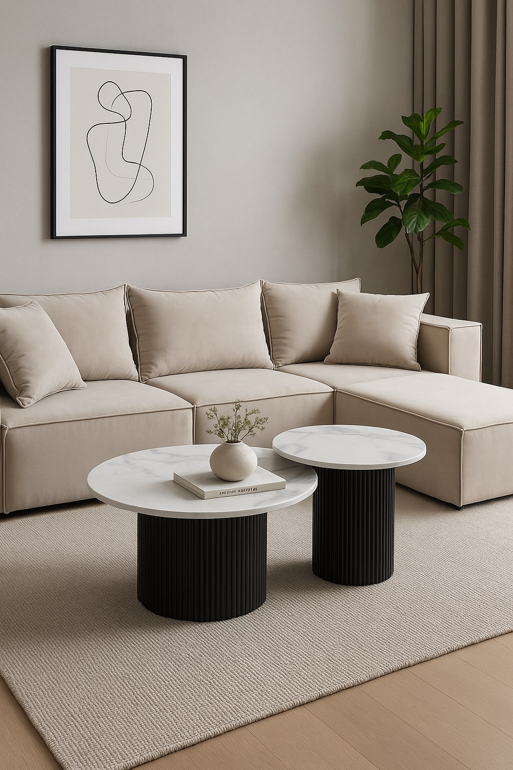 Table basse mina pied metal noir plateau ceramique marbre blanc