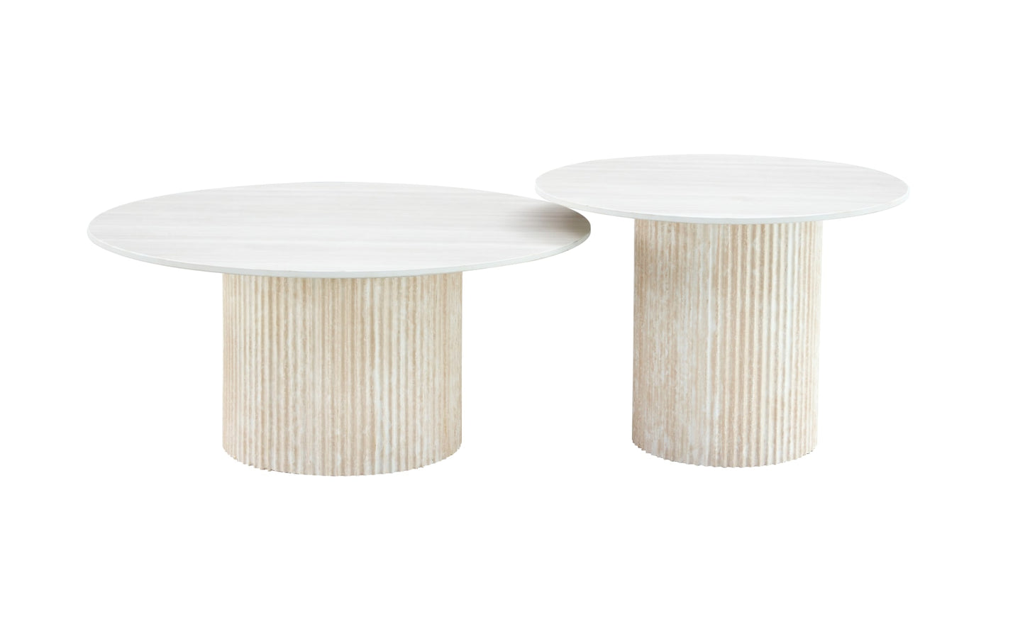 TABLE BASSE GIGOGNE MINA PIED TRAVERTIN PLATEAU CERAMIQUE BOIS BLANC 60x45cm + 80x38cm