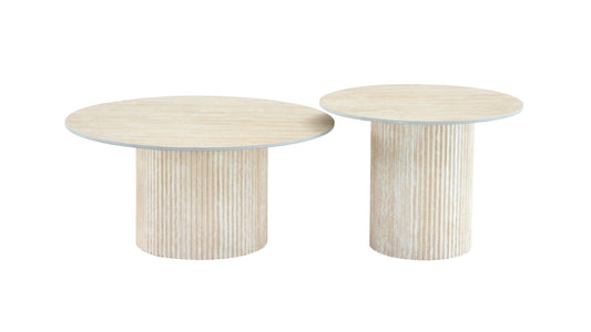 Table basse mina pied travertin plateau ceramique travertin mat