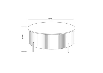 TABLE BASSE RUBY PIED BEIGE CERAMIQUE EFFET TRAVERTIN MAT 100cm