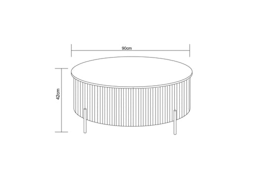TABLE BASSE RUBY PIED NOIR CERAMIQUE EFFET TRAVERTIN MAT 90cm